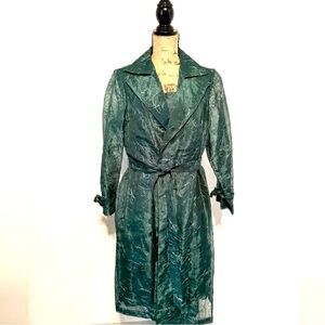 Le Bos Green Dress with silver thread embroidery jacket 14 Womens